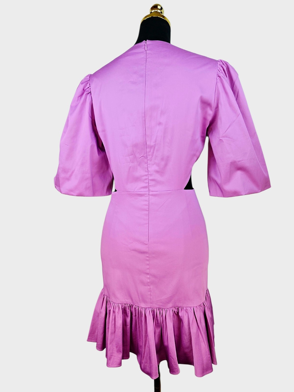 NWT $498 Veronica Beard Iker Dress Vivid Orchid Puff Sleeve Cutout Dress 8