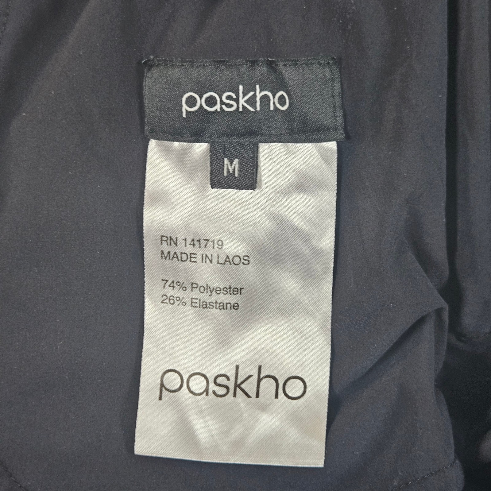 Paskho Travel Pants Womens Size M Black Wide Leg Stretch Drawstring Eco Fabric