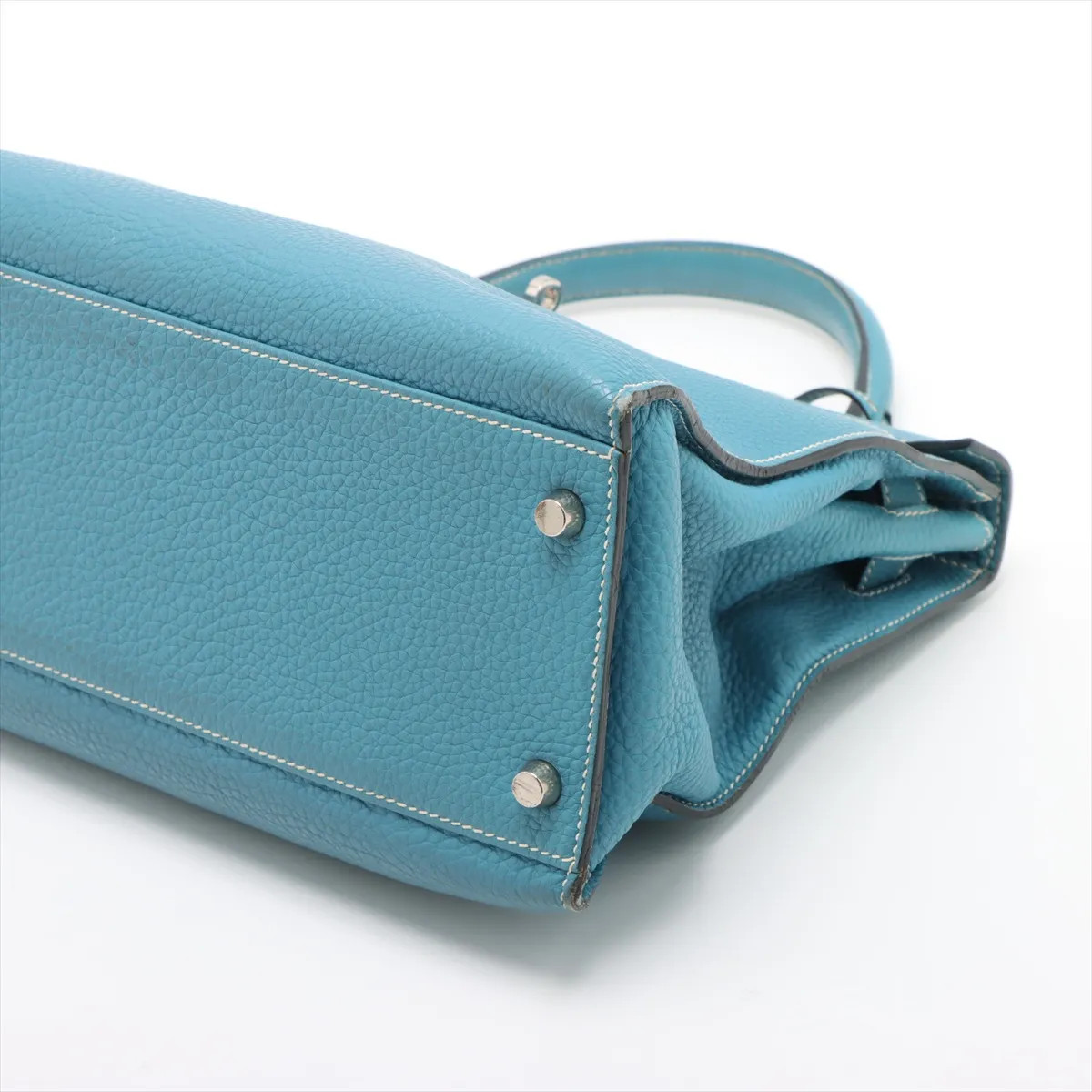 Hermès Kelly 32 Serie Togo Blue Jean Silver Metal Fittings □H: 2004