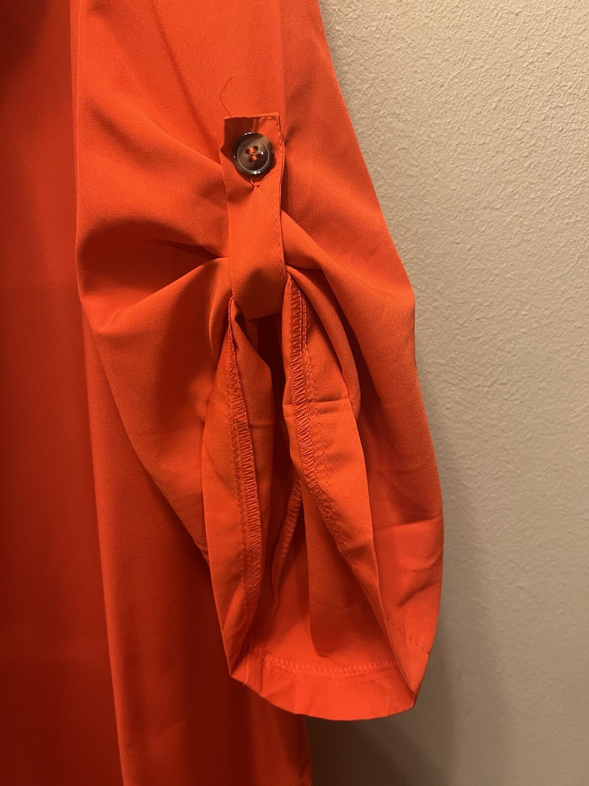 SHEIN Orange Plus Turn-Down Collar Half Sleeve Button Front Mid-Length Dress 3XL