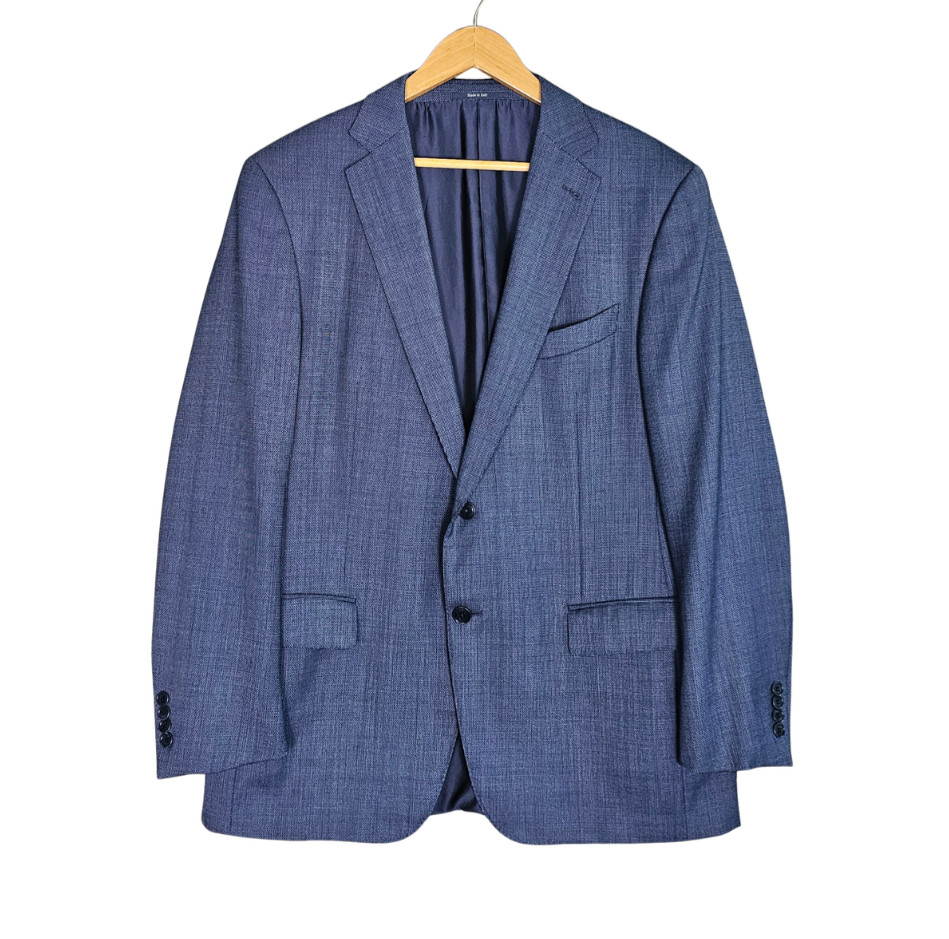 Ermenegildo Zegna 100% Wool Blazer Blue Textured Weave 2 Button Mens 54R Italy