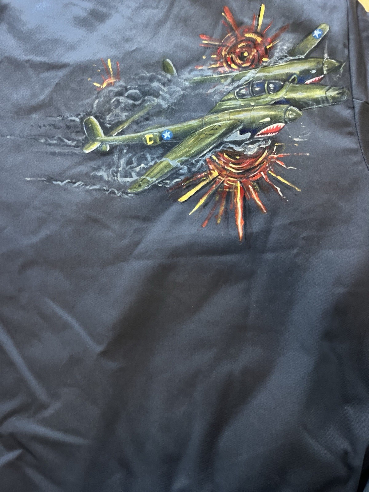 Custom Hand-Painted Dickies Eisenhower Insulated Jacket Lady Luck WW11 Plane XL