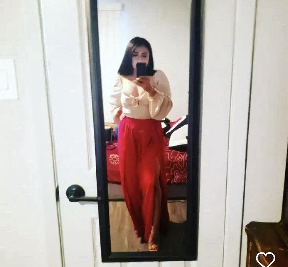 Women’s Red Solid Wide-Leg Pants with Elastic Waist, One Size Regular