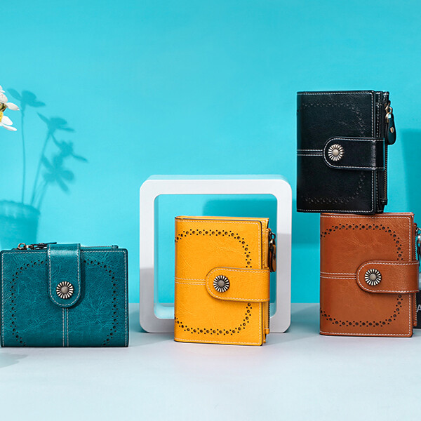 RFID Blocking Women Small Leather Wallet Credit Card Holder Mini Bifold Purse US