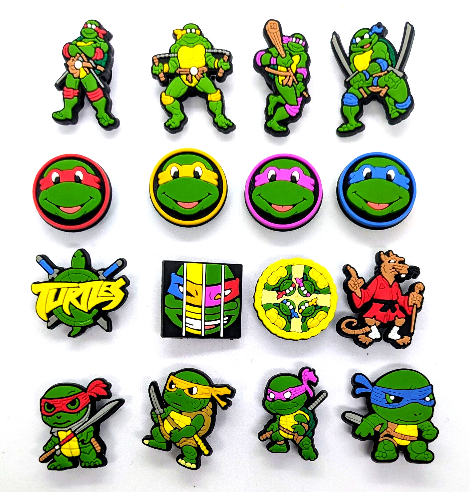 TEENAGE MUTANT NINJA TURTLES SHOE CHARMS (16pcs) TMNT Movie Show Gift Set Lot