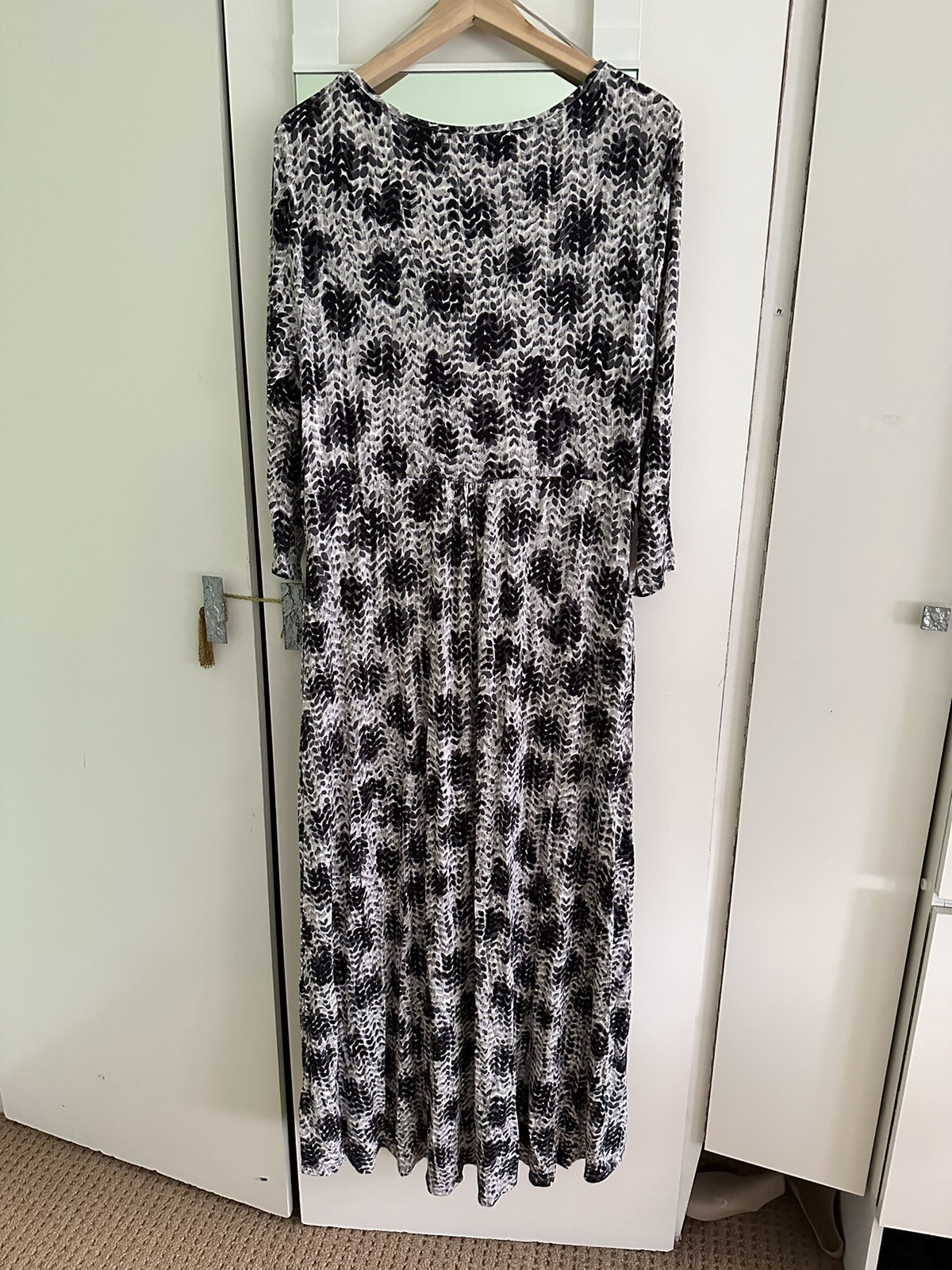 East Jersey Black & White Printed Maxi Dress Uk L