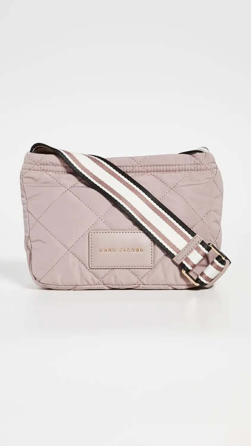Marc Jacobs Quilted Nylon Messenger Crossbody Bag Bark New GL02304116
