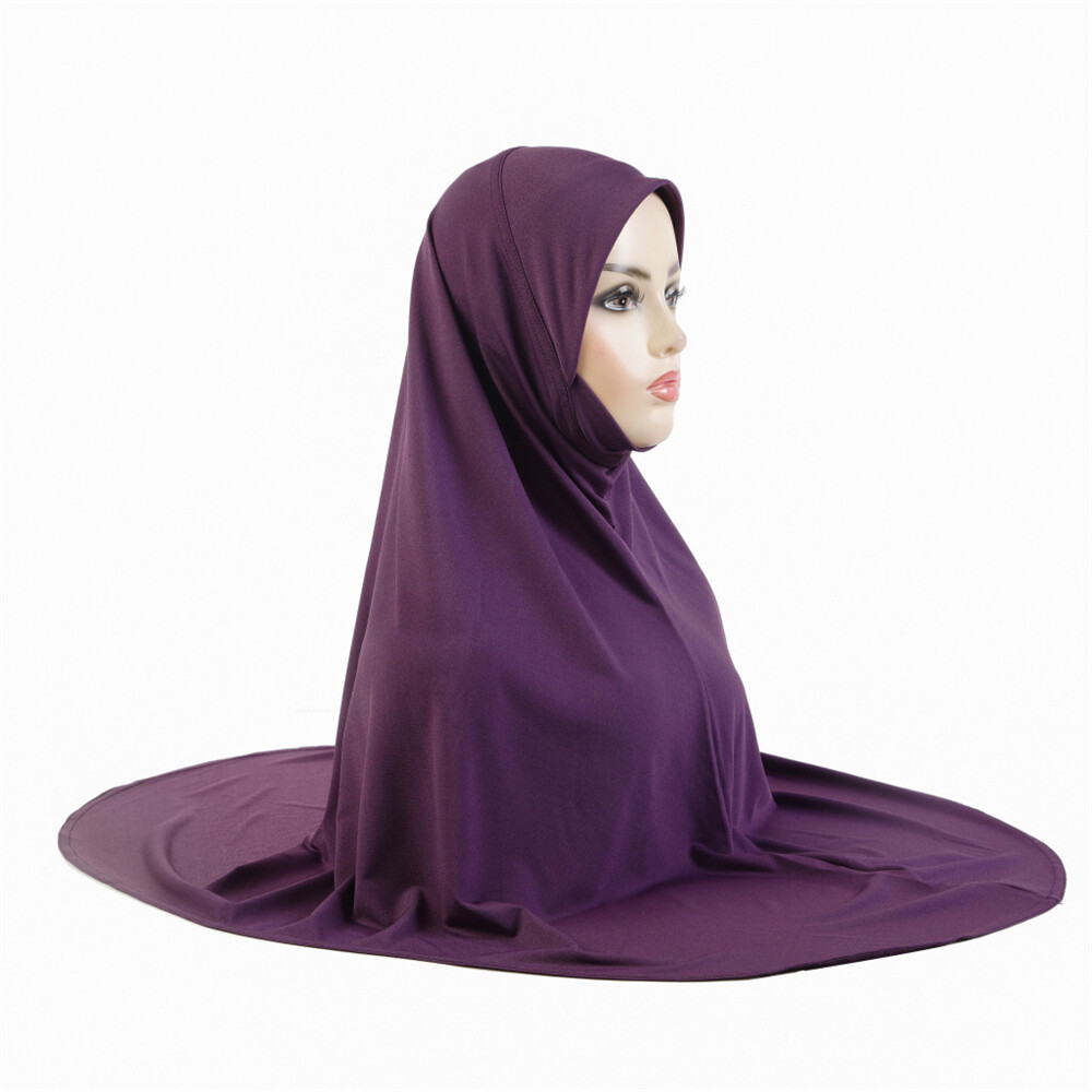 One Piece Full Coverage Long Head Scarf Wrap Solid Color Women Shawl