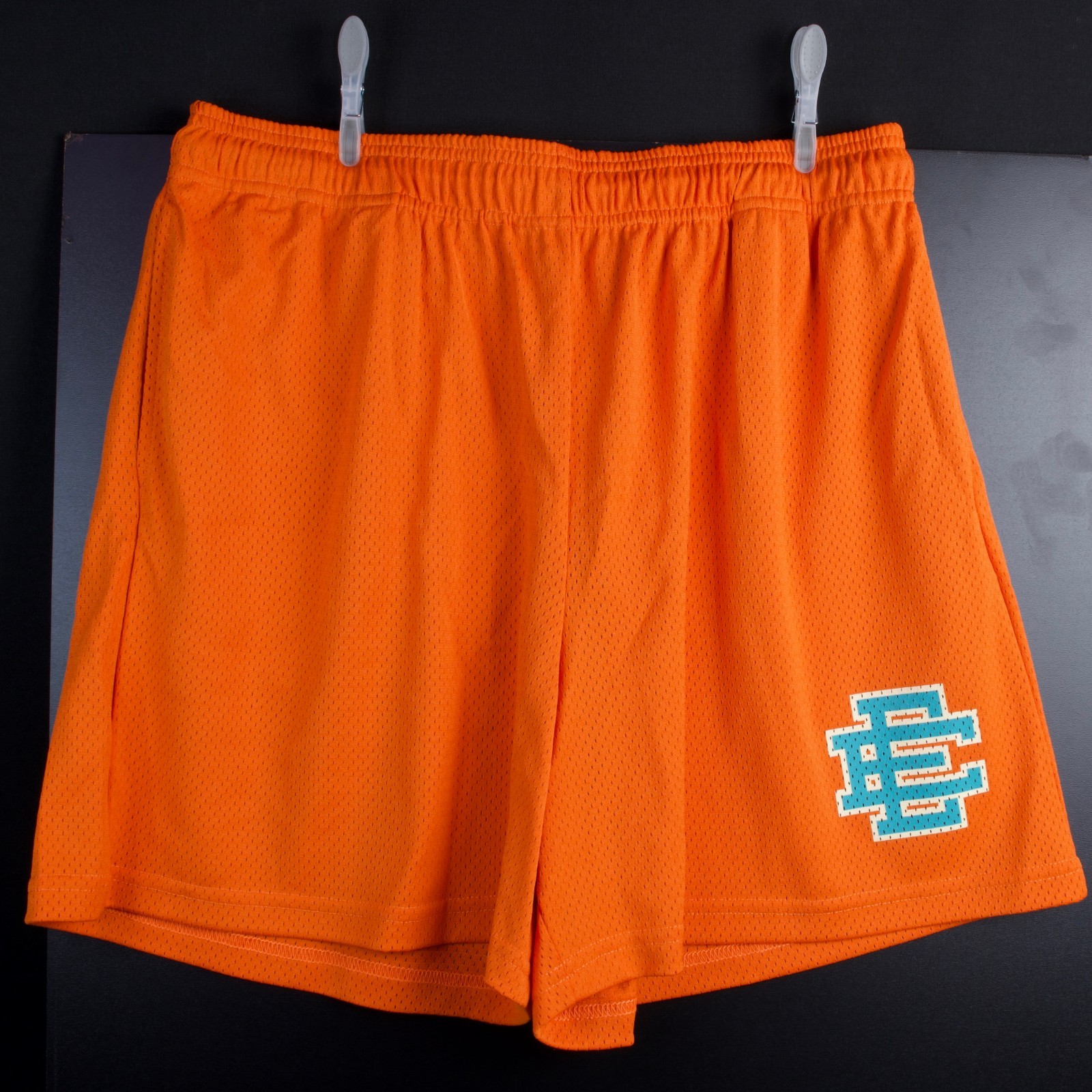 EE Eric Emanuel Basic Short Orange with Aqua Blue Logo Size XL ✅ Trusted Seller