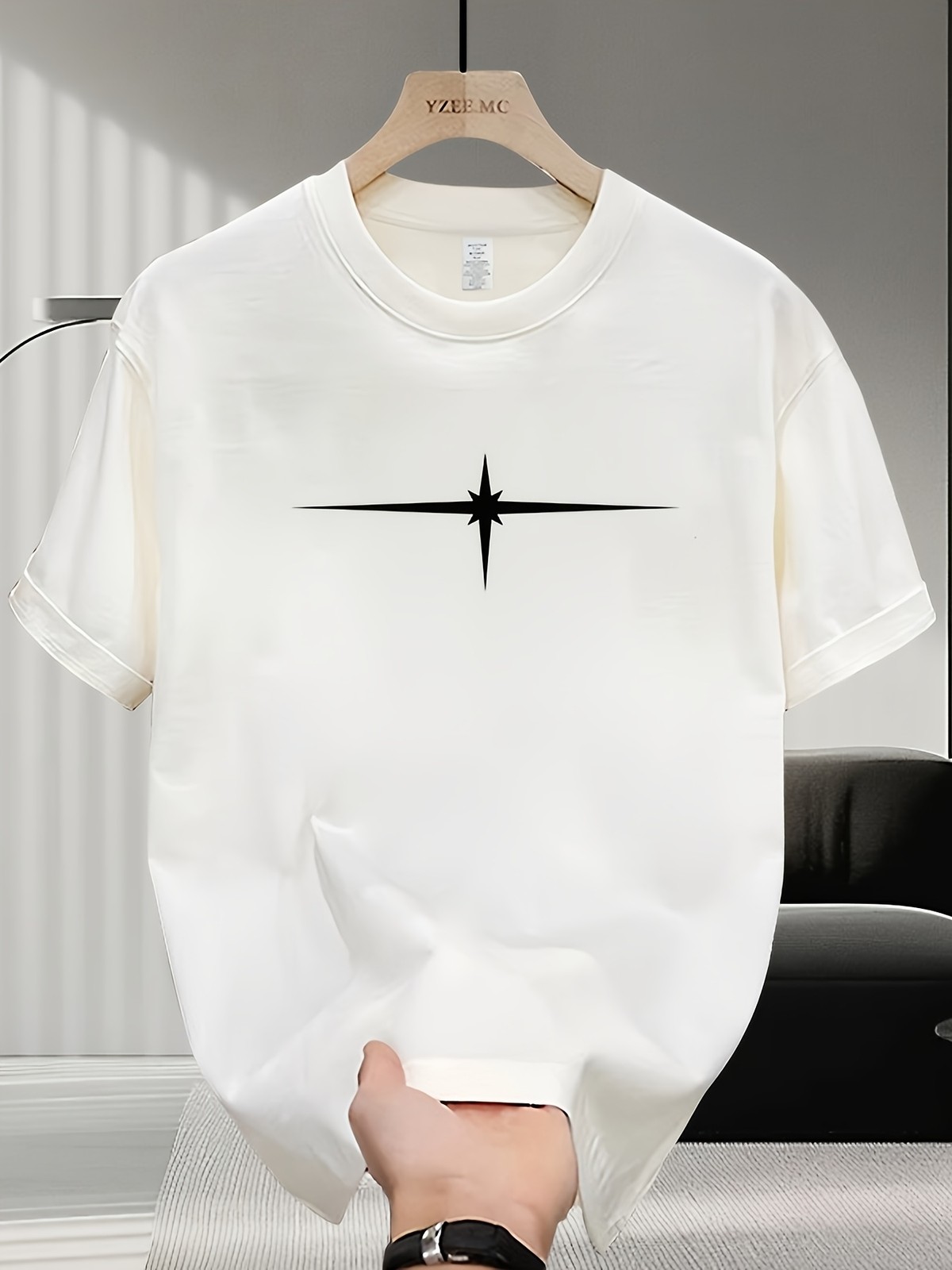 Men’s Star Graphic Tee Short Sleeve Casual Summer Cotton Crew Neck Top
