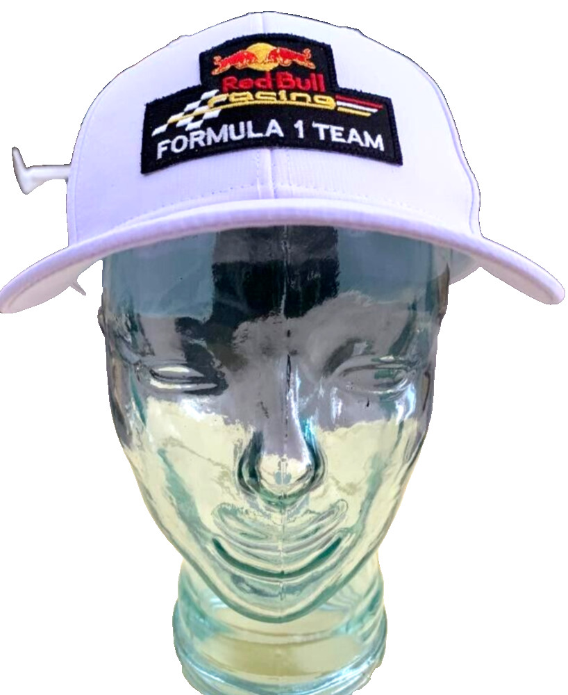 Formula 1 Team White Performance Cap. Black stitched patch. Handmade.