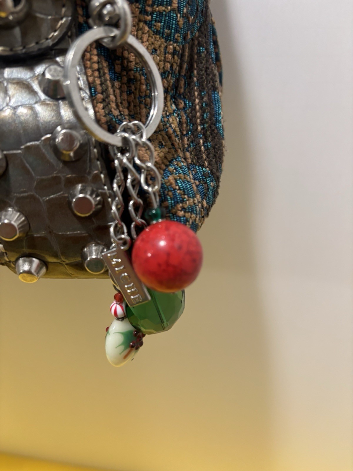 VINTAGE KATHY VAN ZEELAND HOBO SLOUCH SHOULDER BAG W/ JEWELED BUCKLE MULTI COLOR