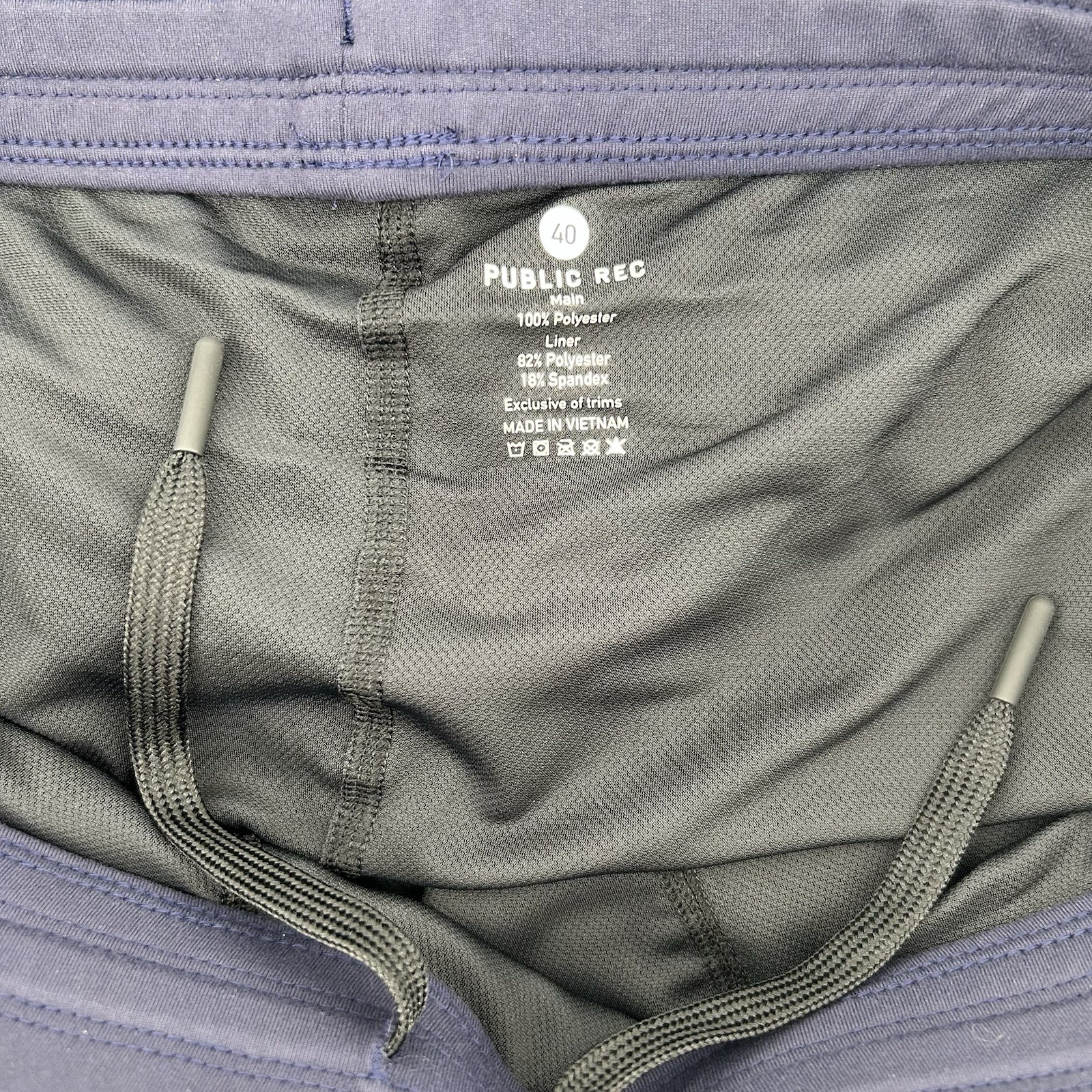 Public Rec Flex Shorts Mens 40×7.5″ Navy Blue Lined Hybrid Athletic Camp Gym NWT
