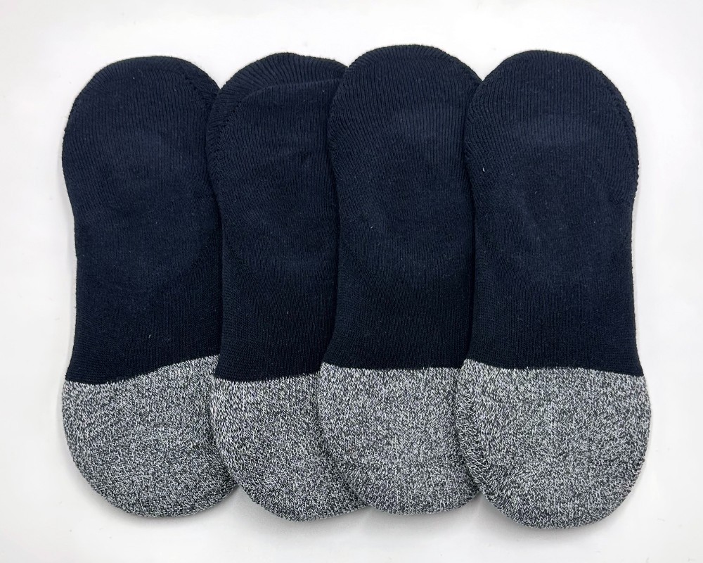 NEW 4 pairs BOMBAS Men’s Cushioned No Show Socks Everyday Size Med 6-9 black