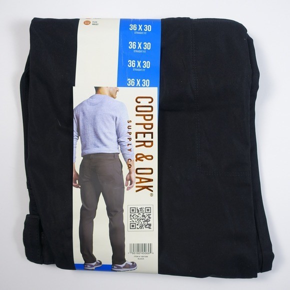 Copper and Oak Supply Co Mens 36×30 Black Straight Fit Tech Utility Pants