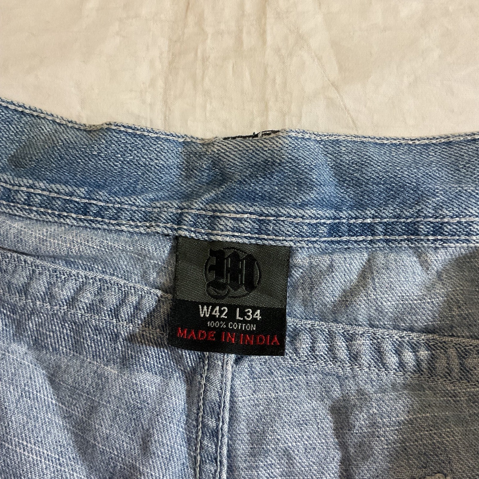 Tupac Makaveli Jeans 42×34 Baggy Denim Fade Graphic Hip Hop Y2K Grunge Rap 90s