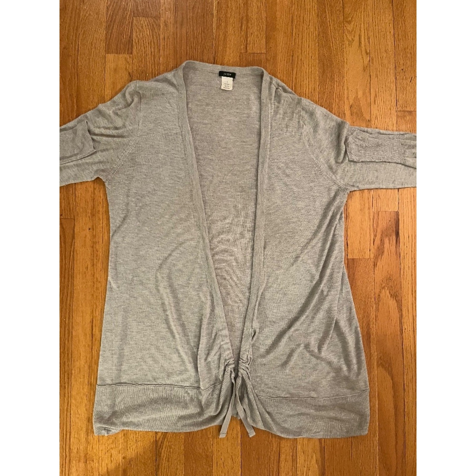 J.Crew Ultra Soft Lightweight Rayon Silk Gray Tie Cardigan M
