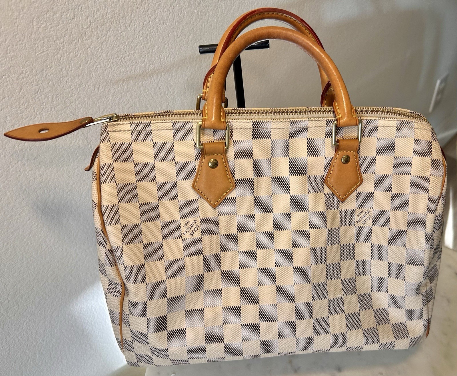 Louis Vuitton Damier Azur Checkered Zip-Top Speedy 35 Made in France