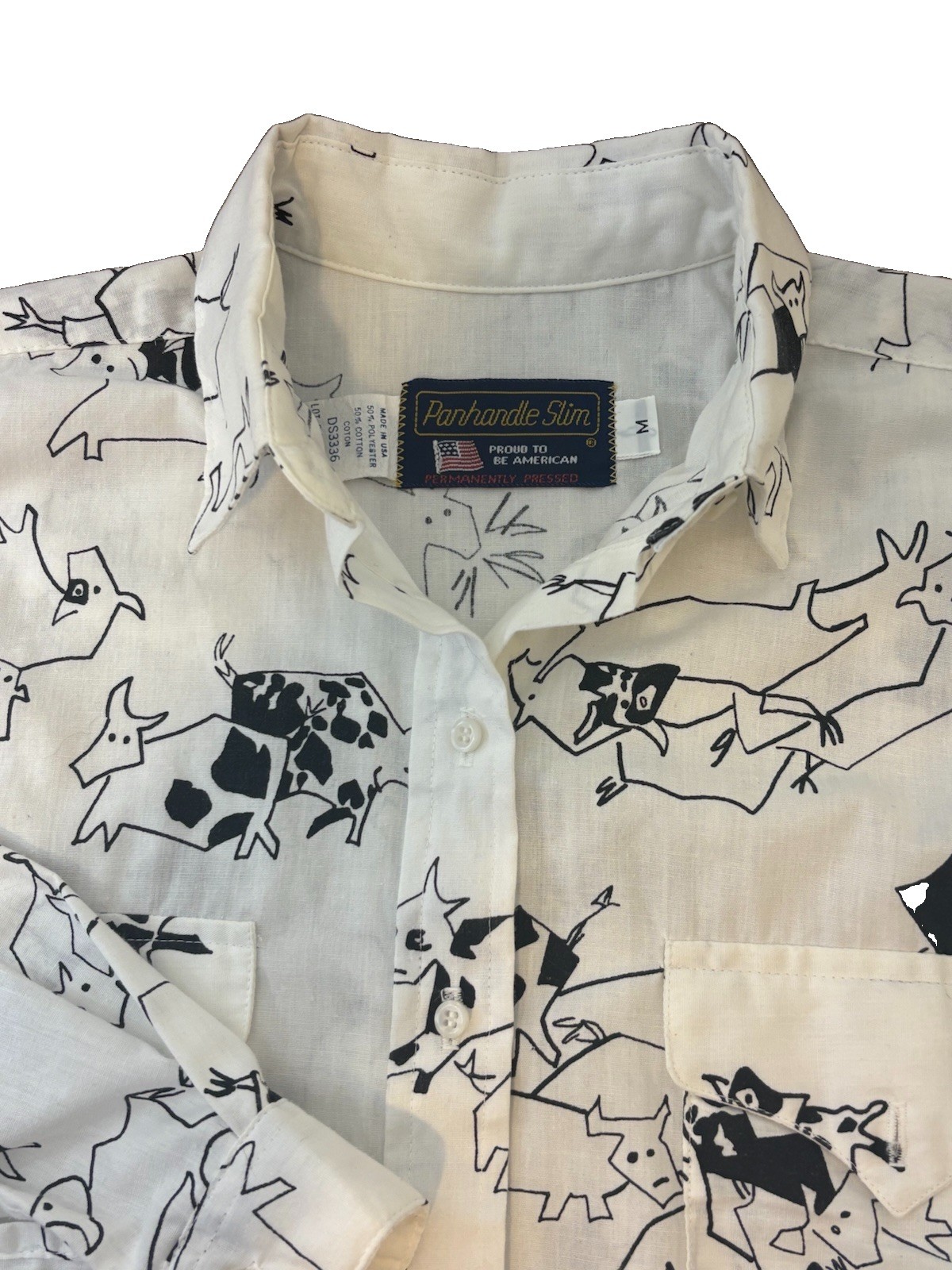 Vintage Panhandle Slim Novelty Cow Print Western Shirt M EXCELLENT
