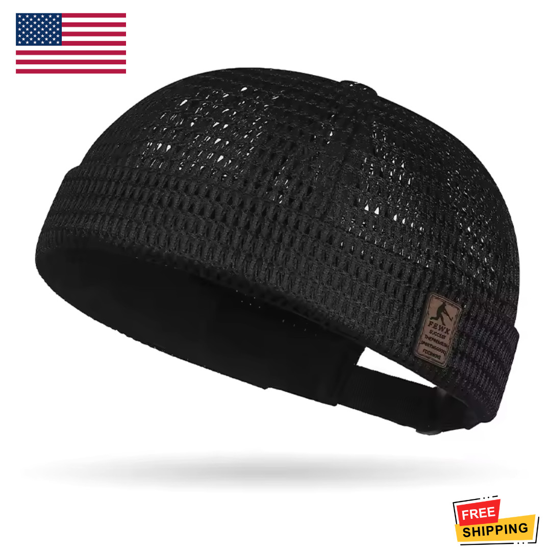 Men Breathable Quick Dry Mesh Skullcap Hat Summer Brimless Adjustable Sun Cap❥