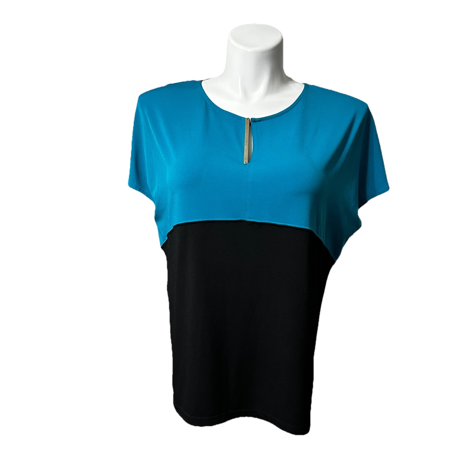 Worthington Women’s XL Shirt Teal & Black Sleeveless Trendy Stylish Top