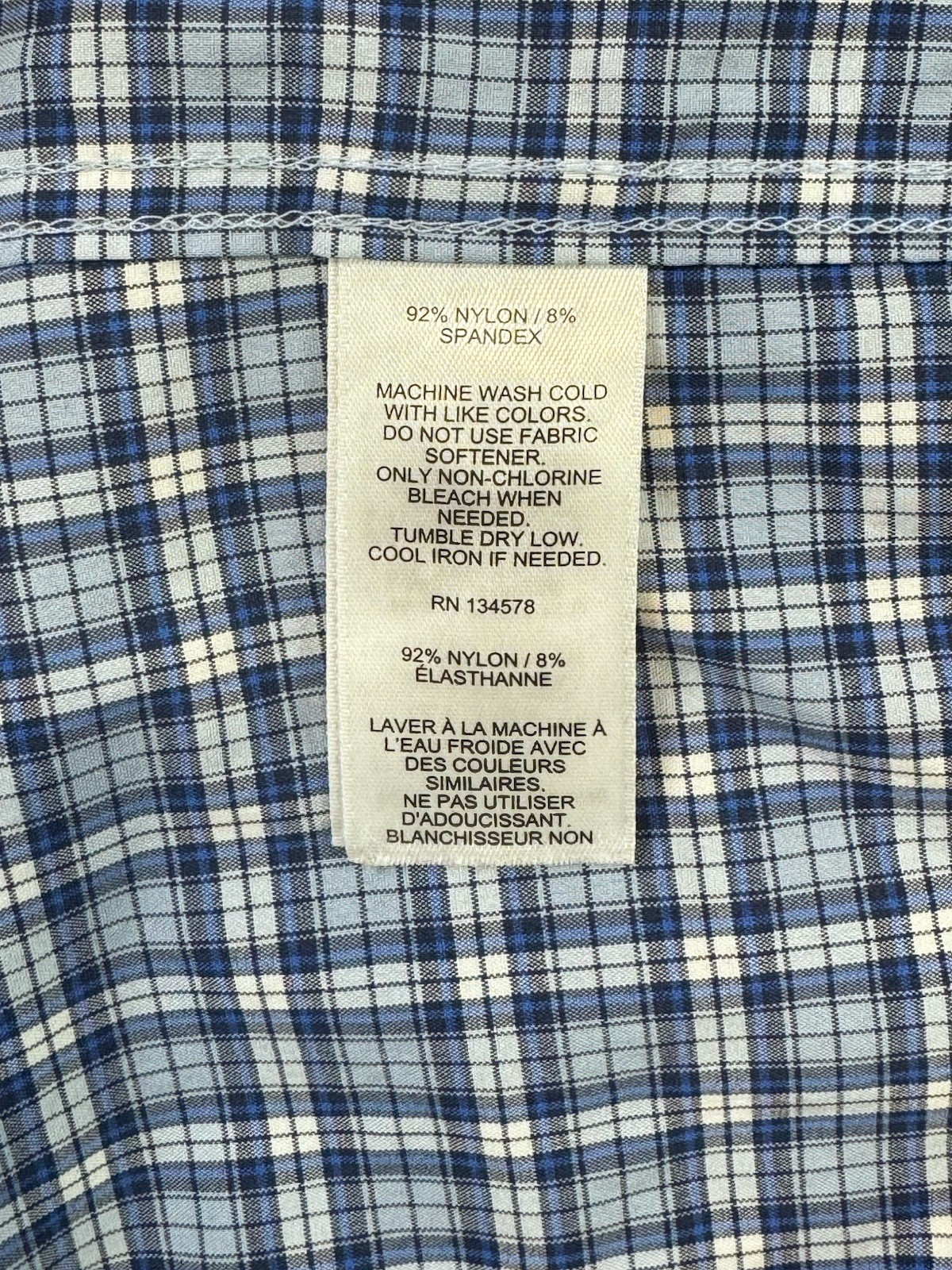 Vineyard Vines Men’s XL Performance Blue White Plaid Stretch Button-Down Shirt