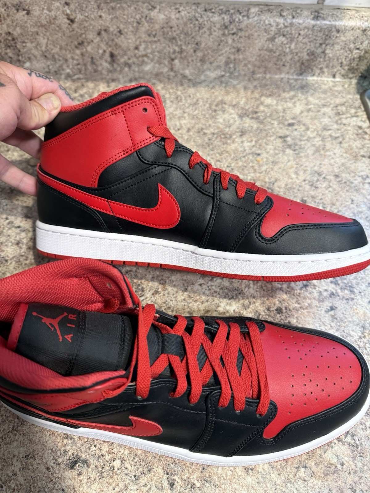 Never worn! Jordan 1 Mid Alternate Bred Black/Fire Red/White DQ8426-060. No box
