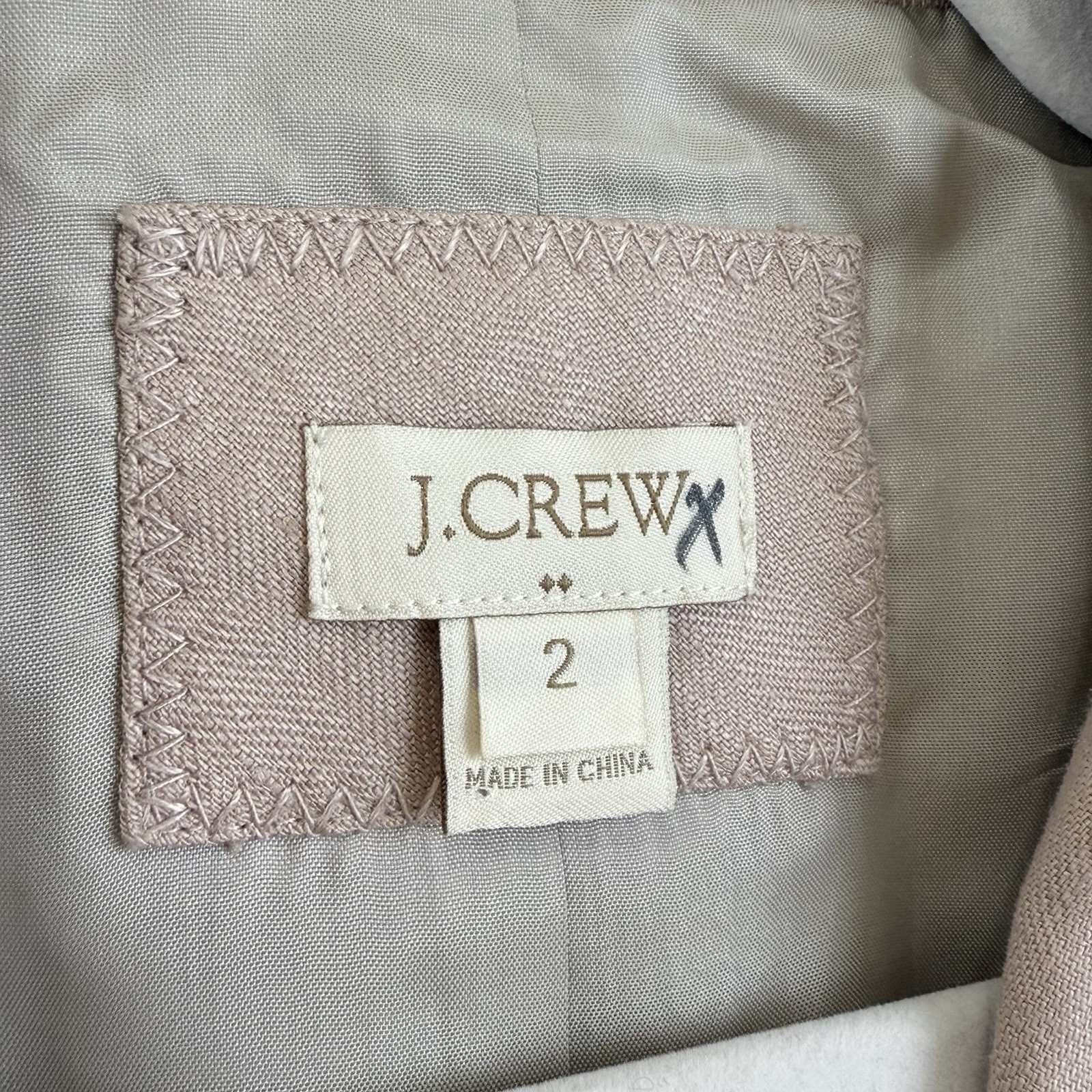 J. Crew KEATING BOY Blazer Jacket 100% Linen Blush Herringbone 37358 Women 2