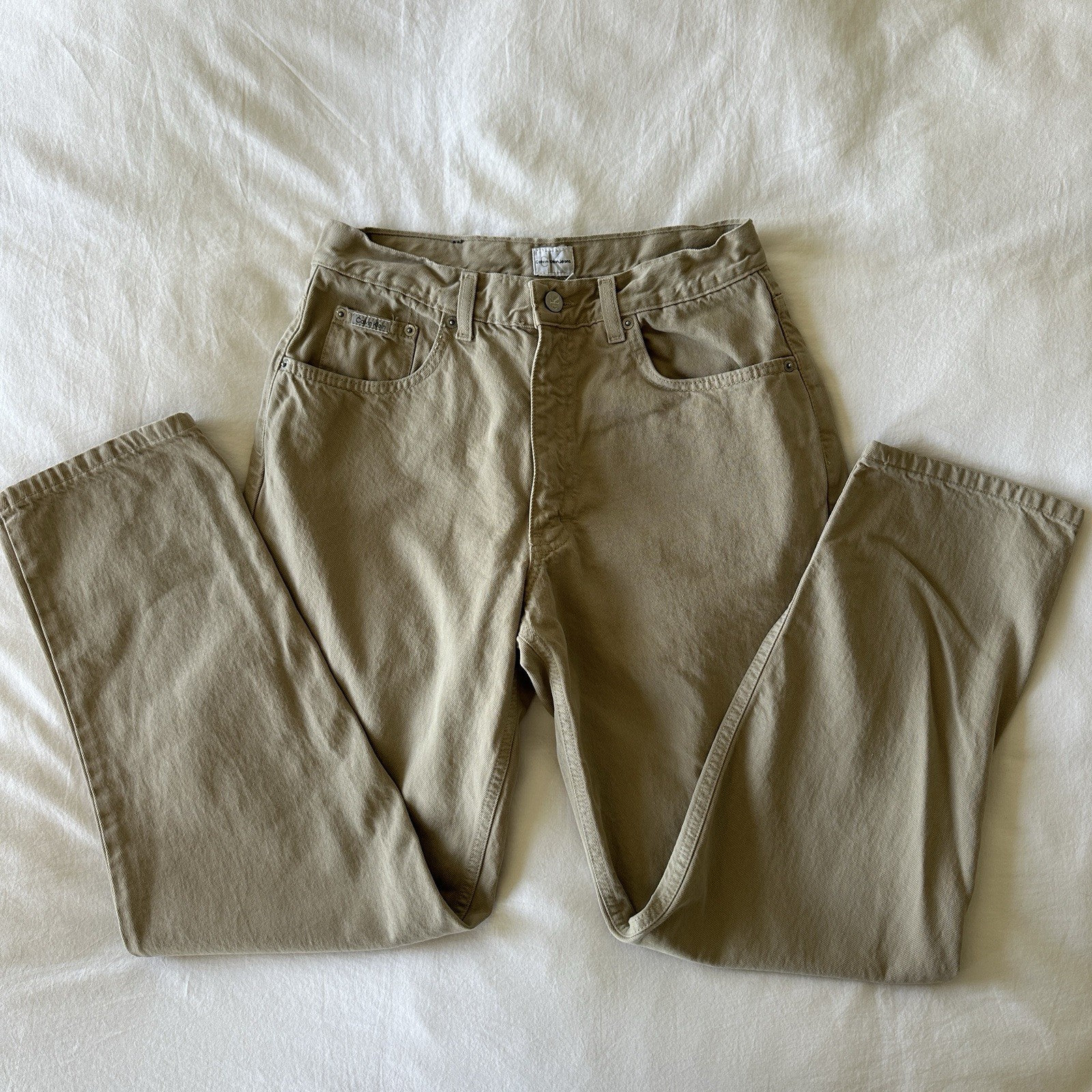 Vintage Calvin Klein Jeans Men’s 32 Tan Made in USA Easy Fit Y2K 90s Denim