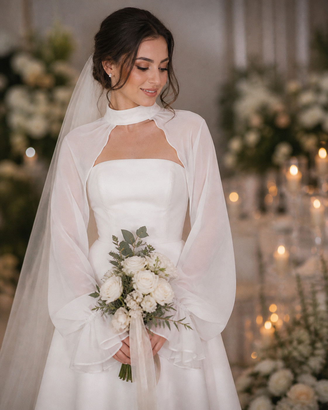 Chiffon Bridal Sleeves – Creamy White Detachable Sleeves