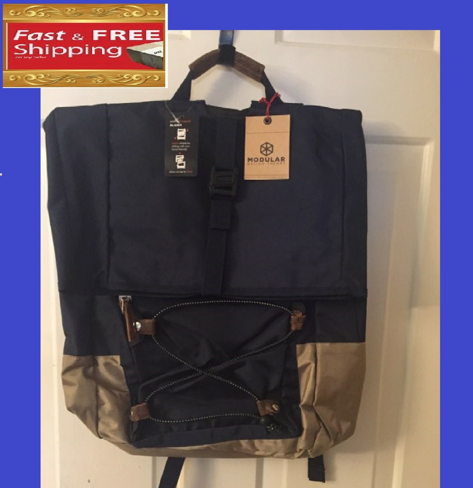 LOT of 3 Backpack BLUE Multifunction Travel Handbag Crossbody Bag 25L Business