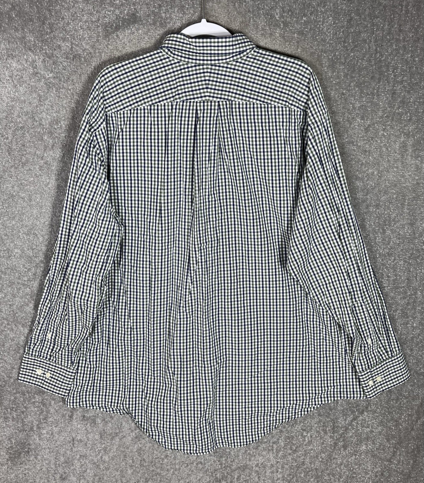 Lands End Traditional Fit Button Down Shirt Mens Size 18.5-35 Blue Green White