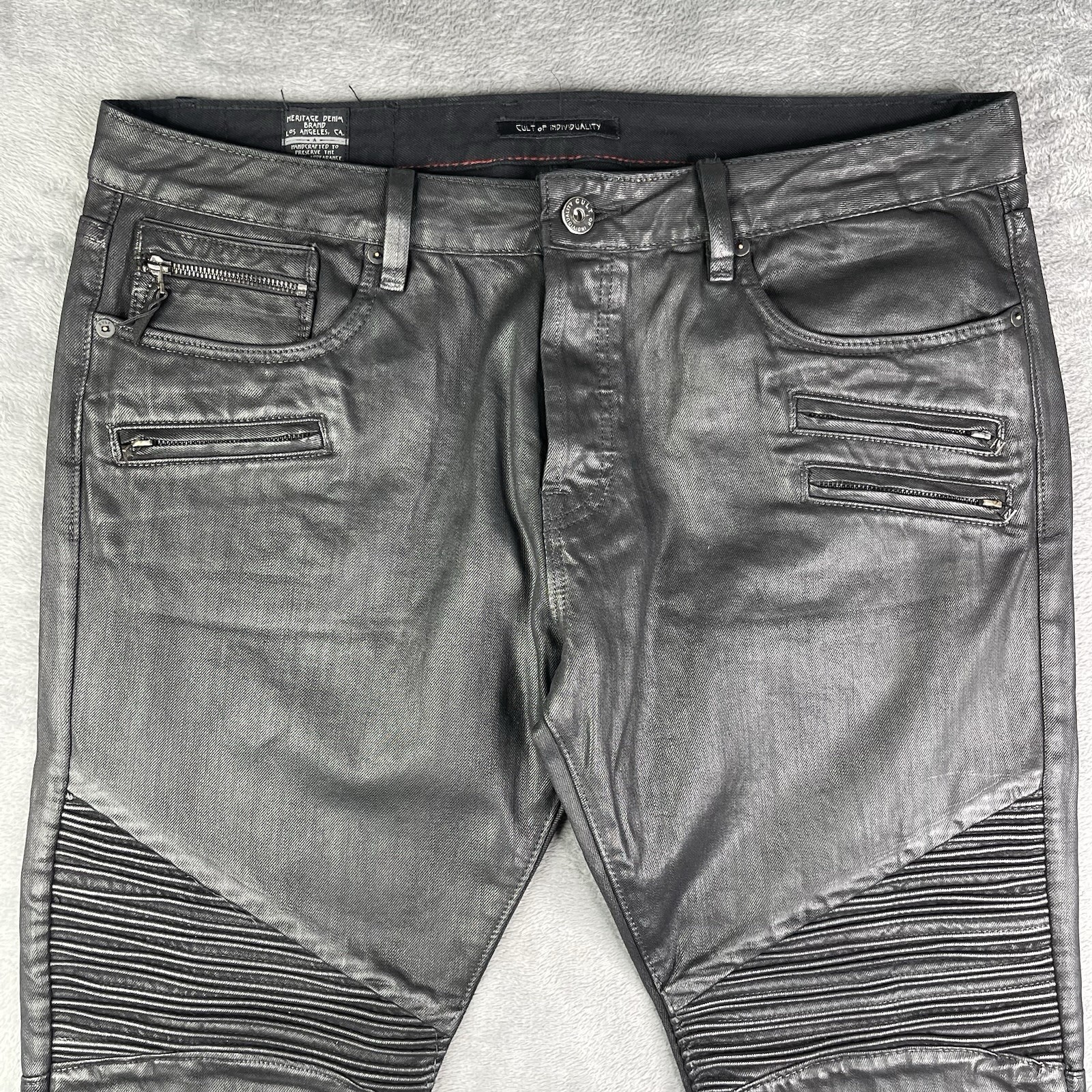 Cult Of Individuality Jeans Mens 38×34 Greaser Rocker Rebel Cycle Wax Denim Moto