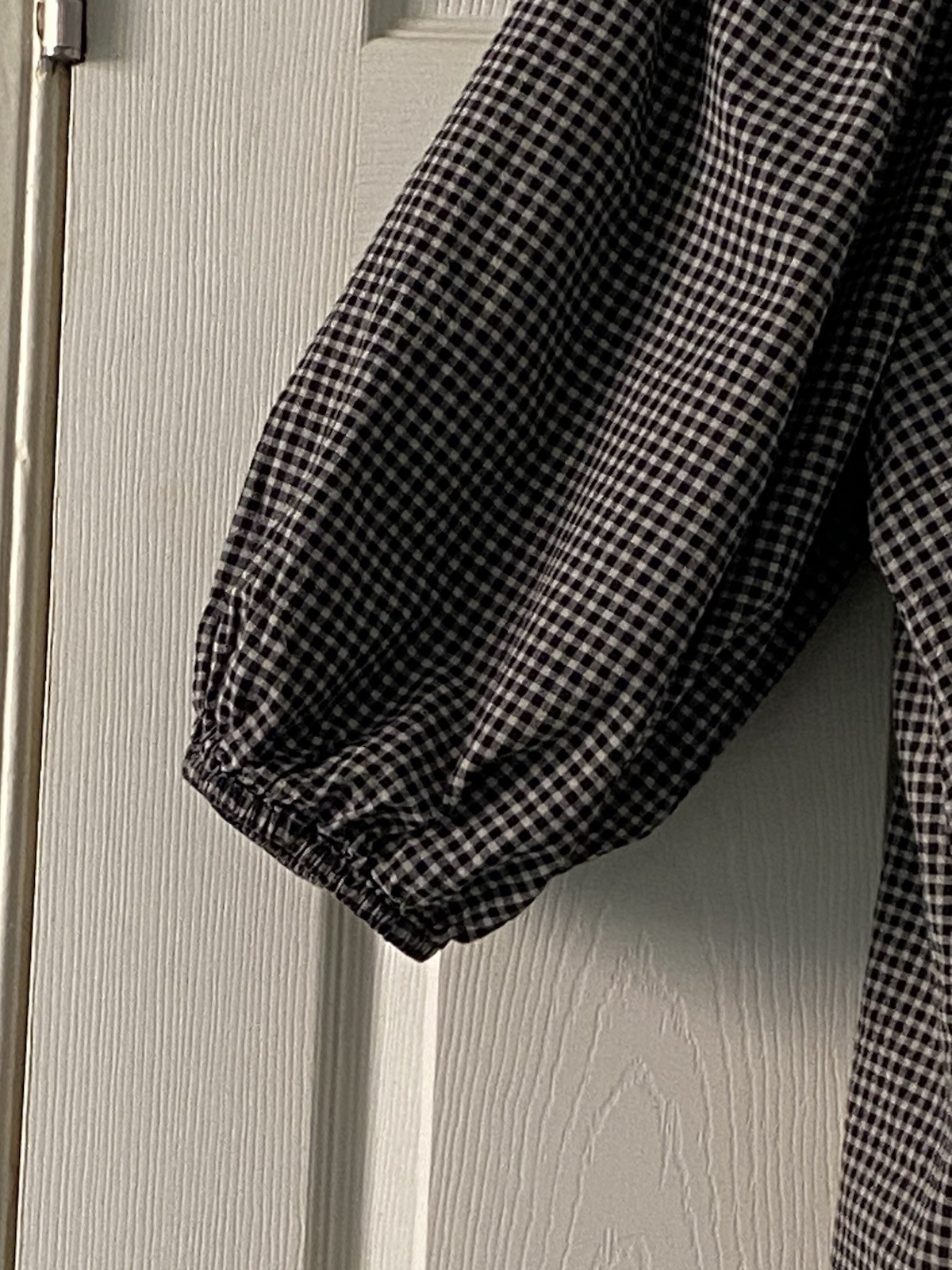 TOAST Black & White Gingham Cotton Round Neck Balloon Sleeve Blouse Size 6