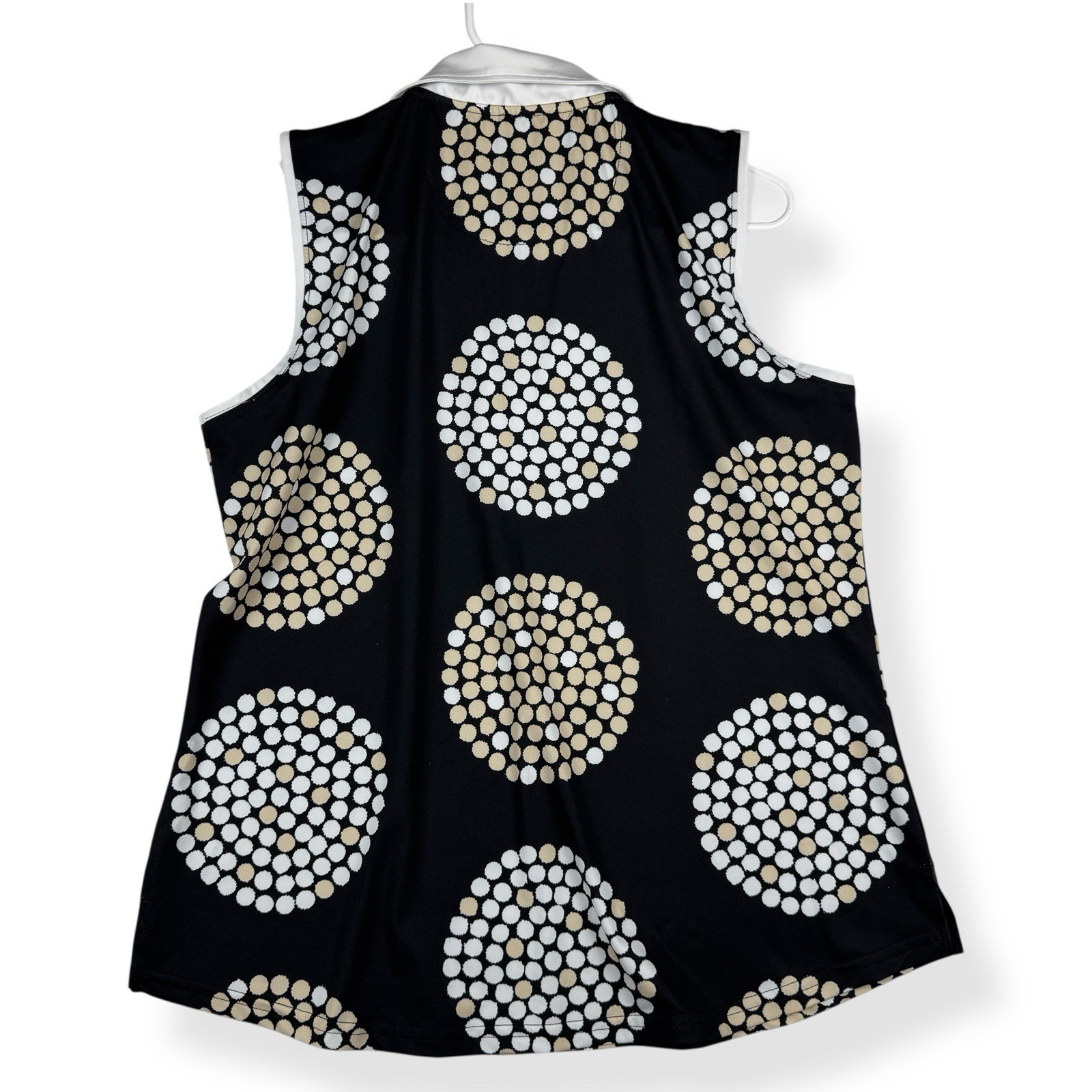 Ana Clare Active Top Womens L Large Sleeveless Black Beige White Collared V-Neck