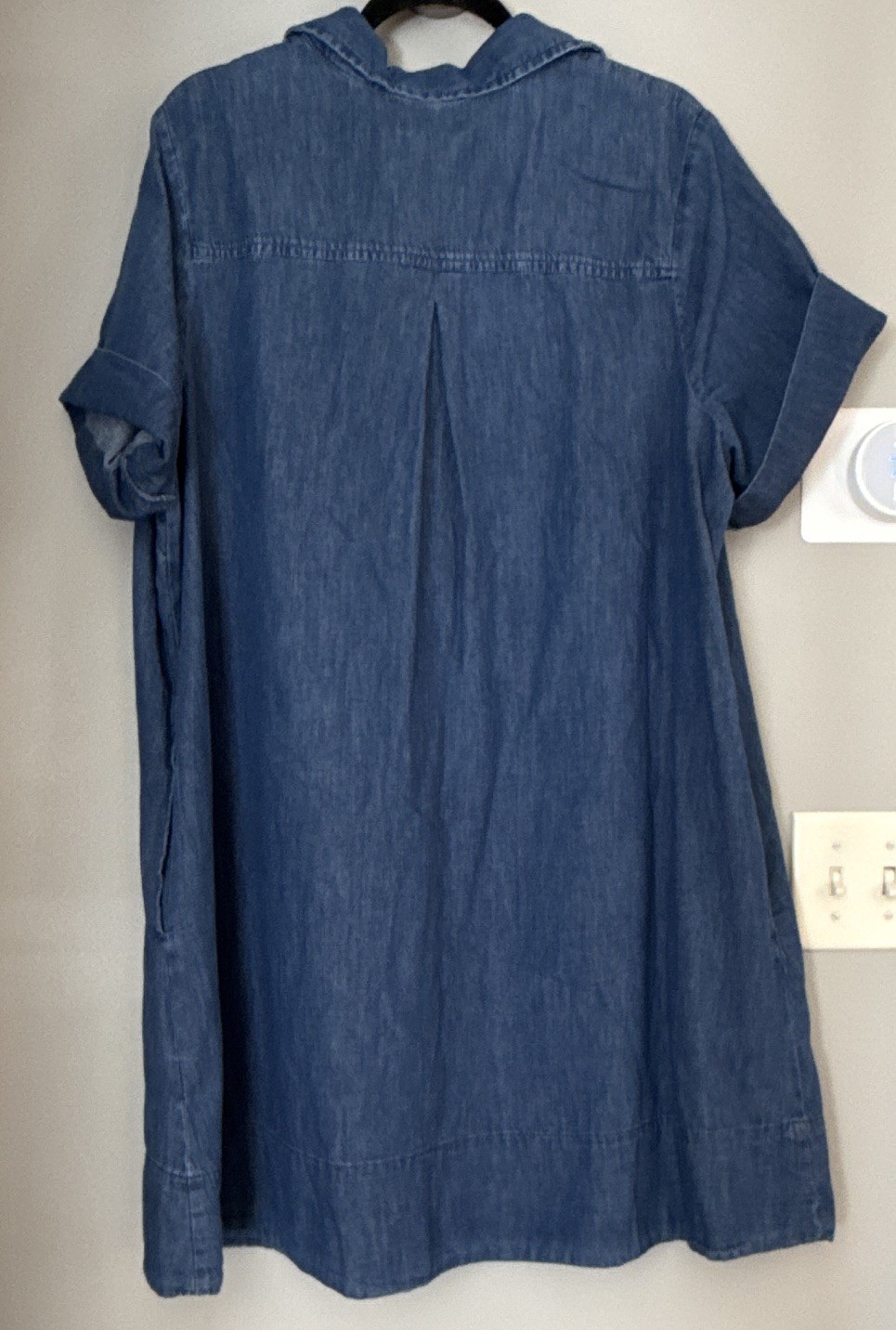 Sonoma Goods For Life 1X Plus Blue Solid Denim Collared Button Shirt Dress