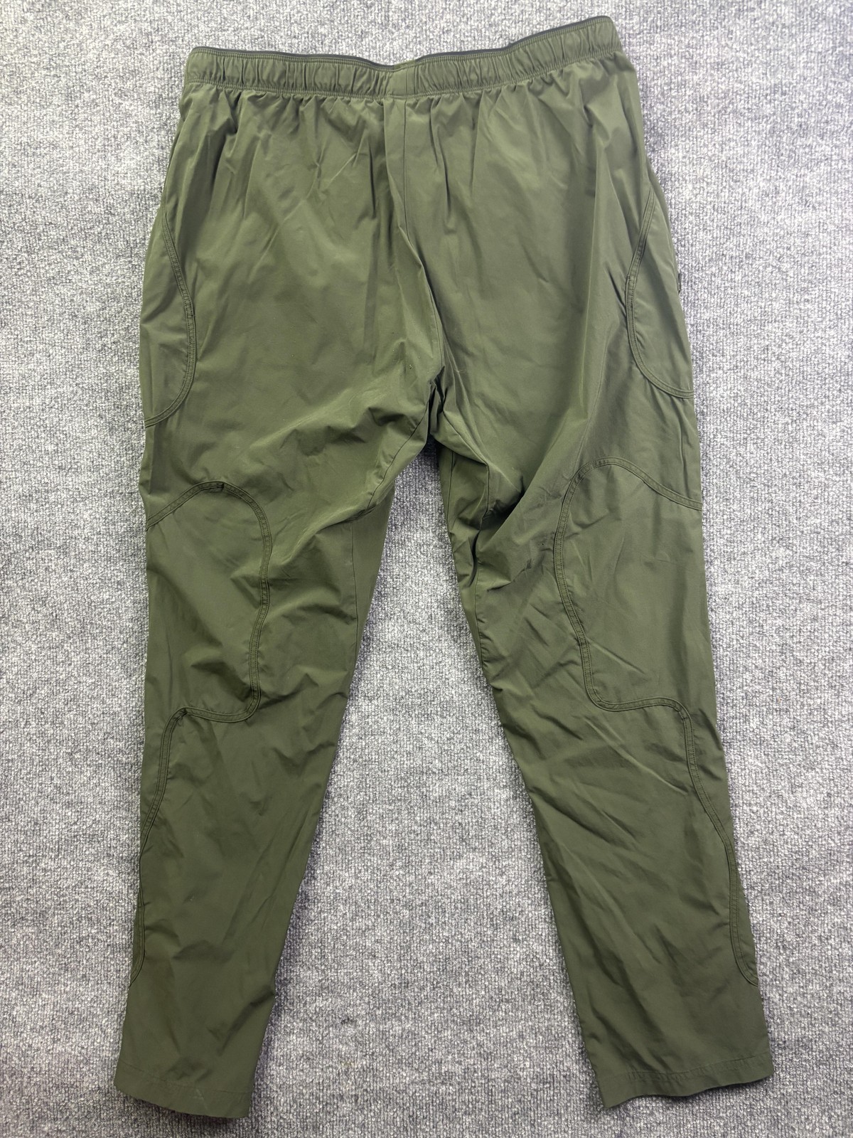 Paskho Jogger Pants Mens 2XL 38×30 Green Woven Elastic Waist Zip Pockets Stretch