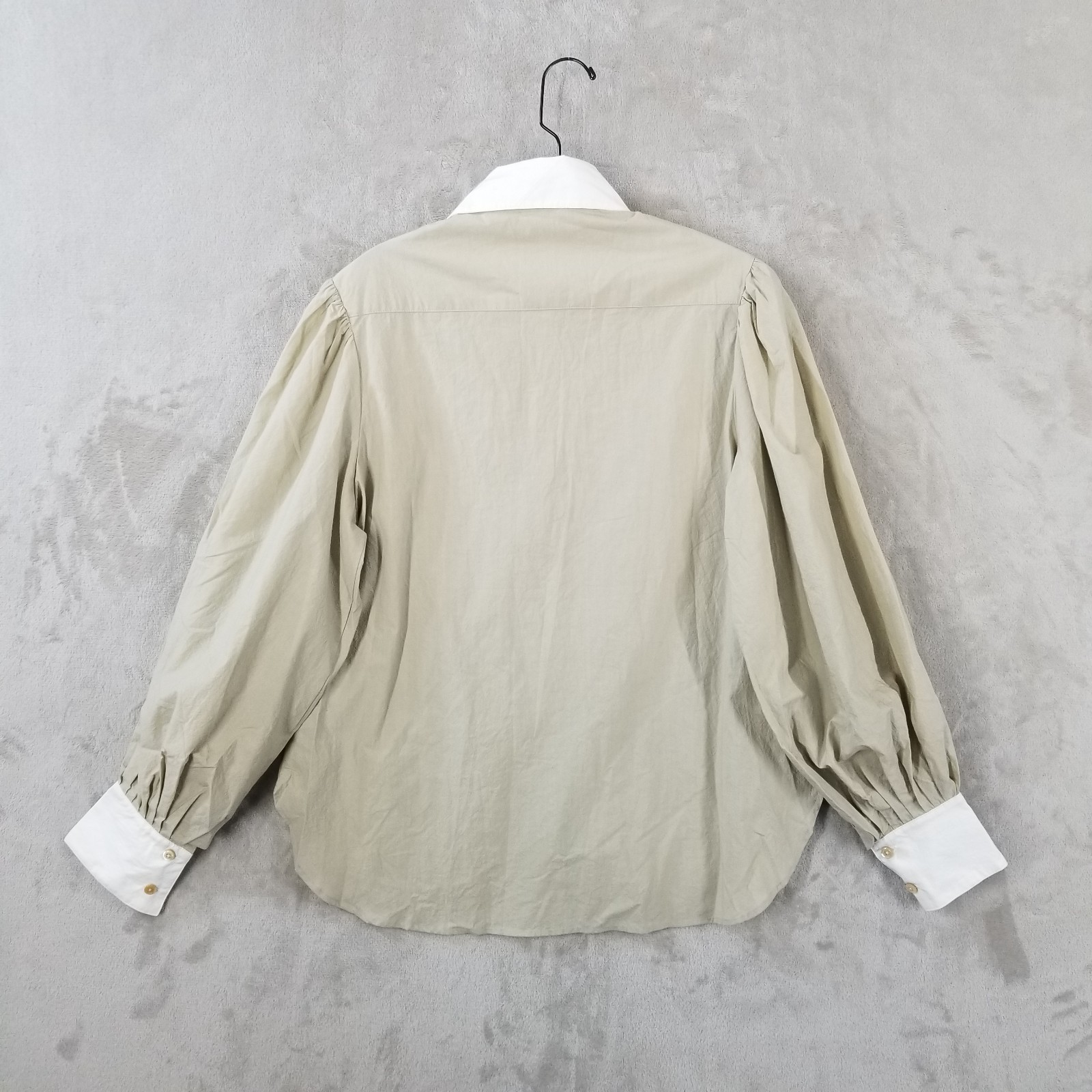 House of St. Claire Blouse Women M Beige Balloon Sleeve Italian Fabric USA Made