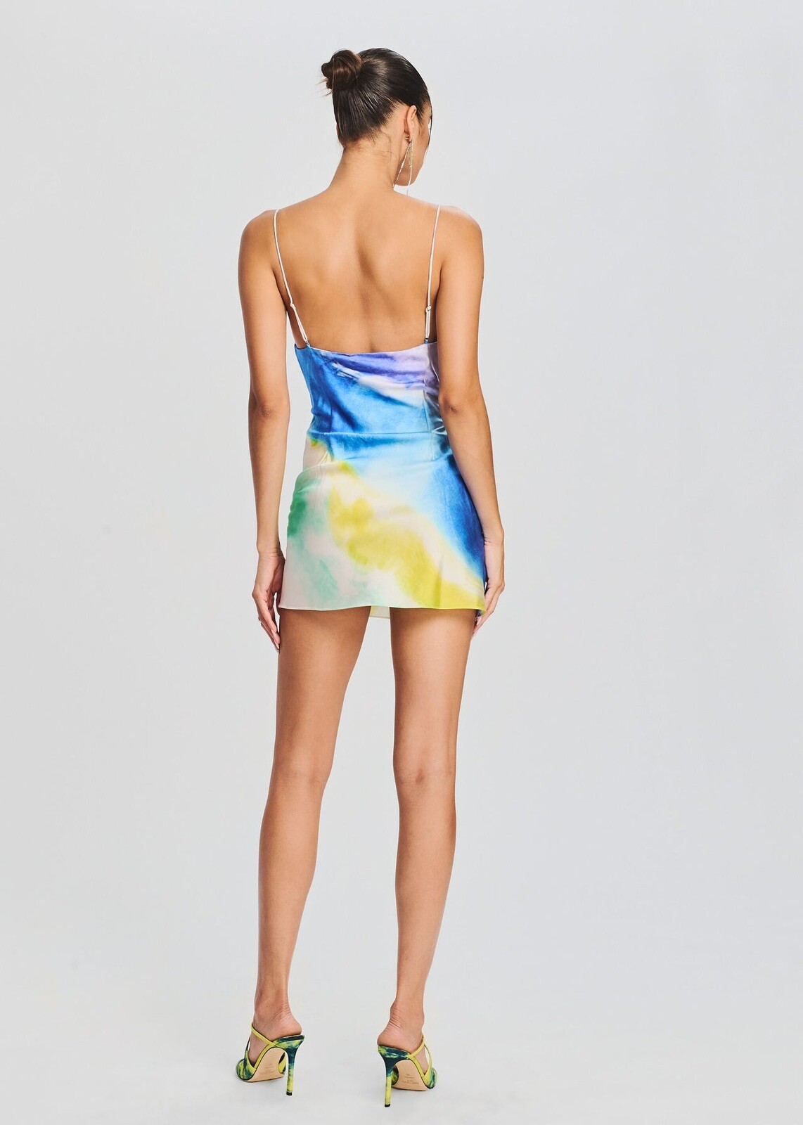 New Retrofete Rylynn Silk Dress in Watercolor Wave Size S $425
