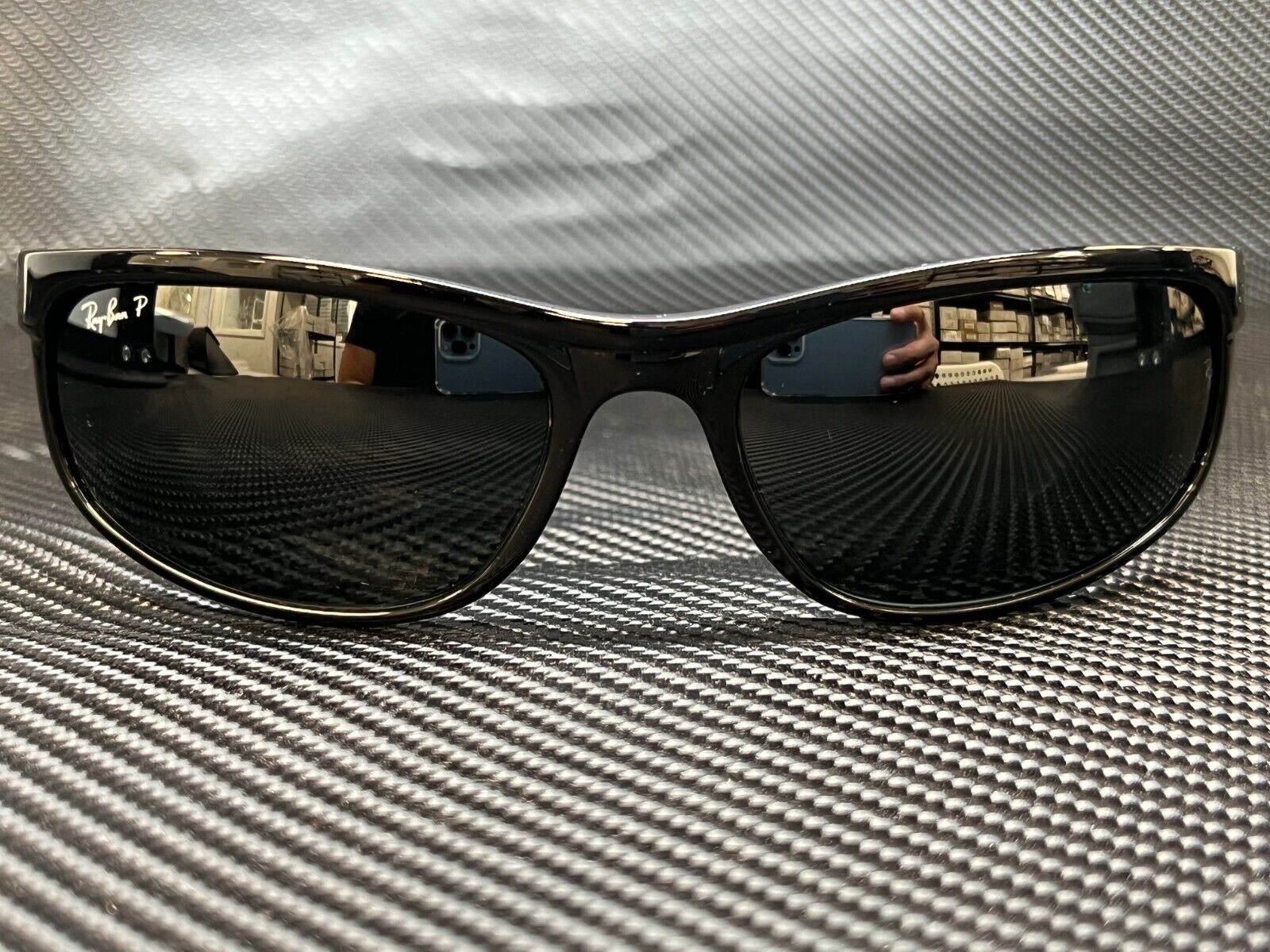 RAY BAN RB2027 601 W1 Black Rectangle 62 mm Unisex Polarized Sunglasses