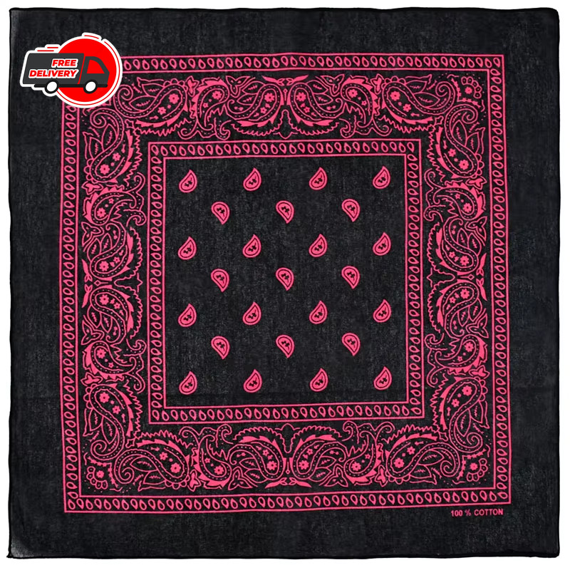 Black Hip Hop Bandana Kerchief Unisex Hair Band Neck Scarf Paisley Headwear.