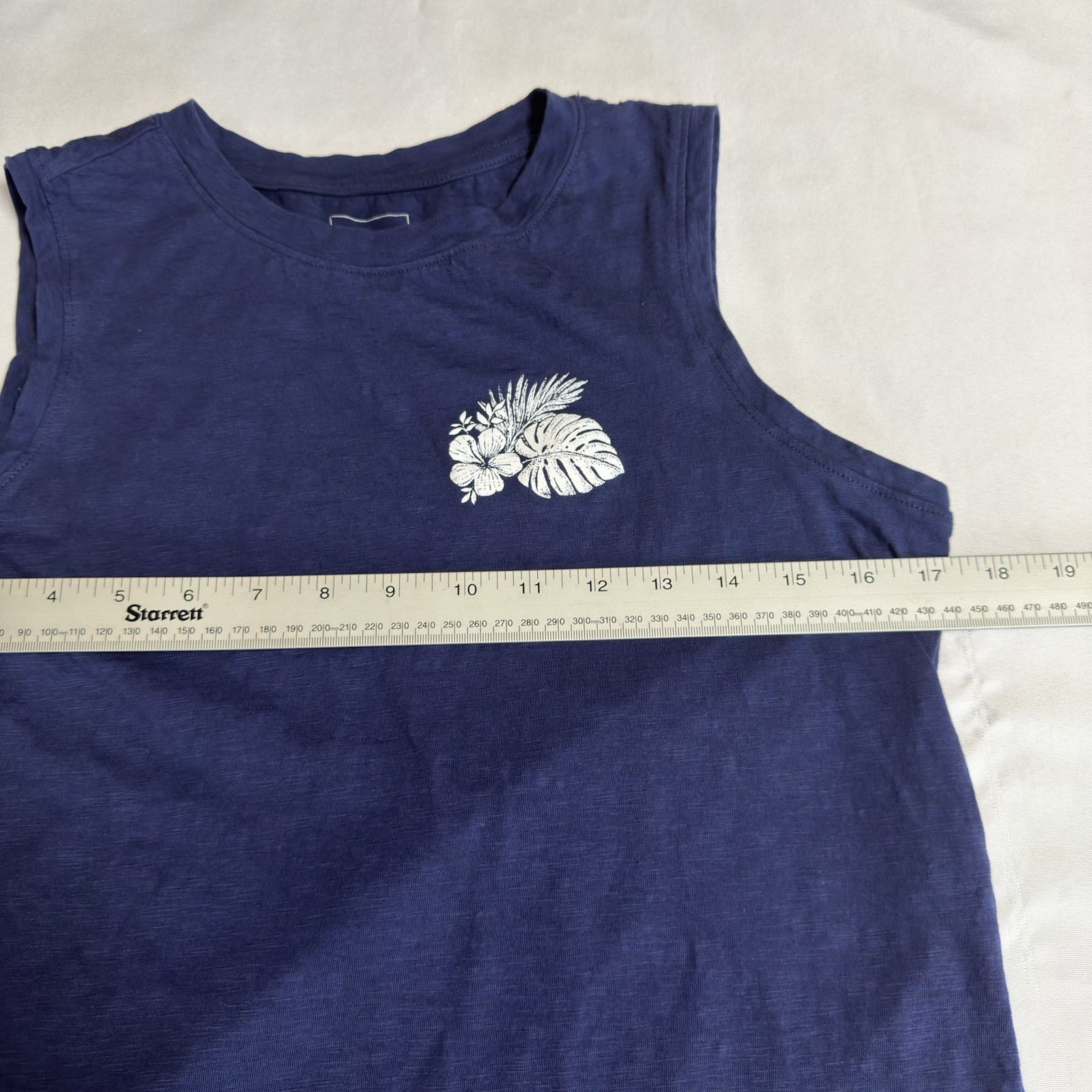Sonoma Women’s Tank Top Small Navy Blue Tropical Organic Cotton Sleeveless Tee