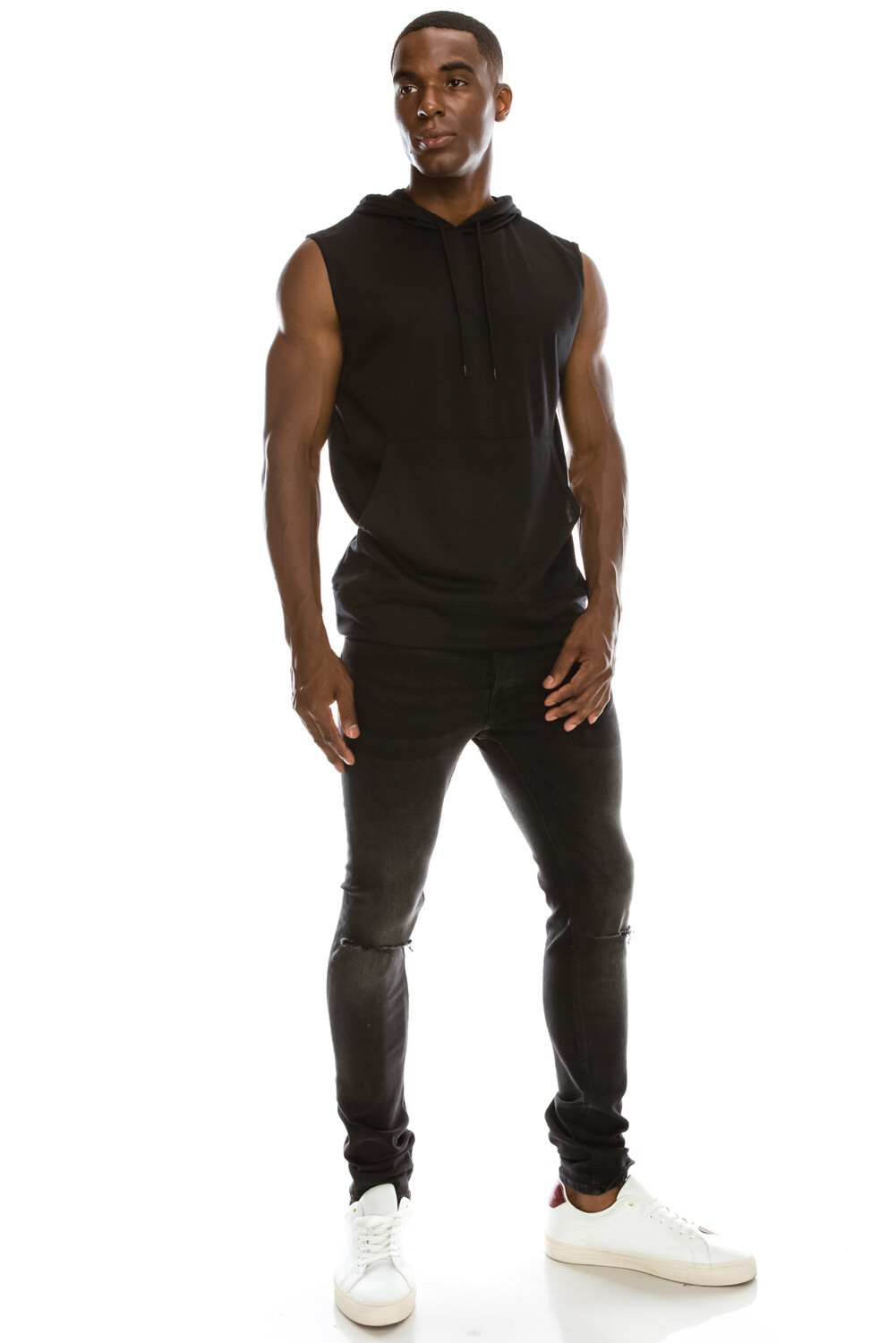 Mens Workout Hoodie Sleeveless Vest Muscle Tank Tops Gym Fitness Bodybuilding