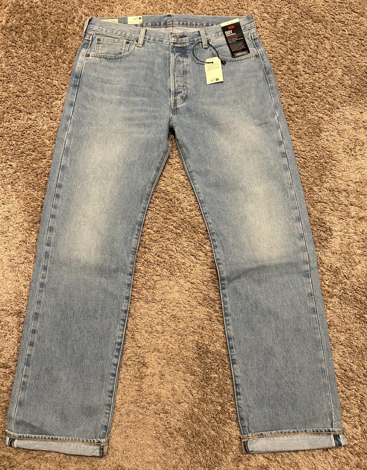 Levi’s Premium 501 Original Fit Selvedge Jeans Blue Men’s Size NWT RT$148 3600