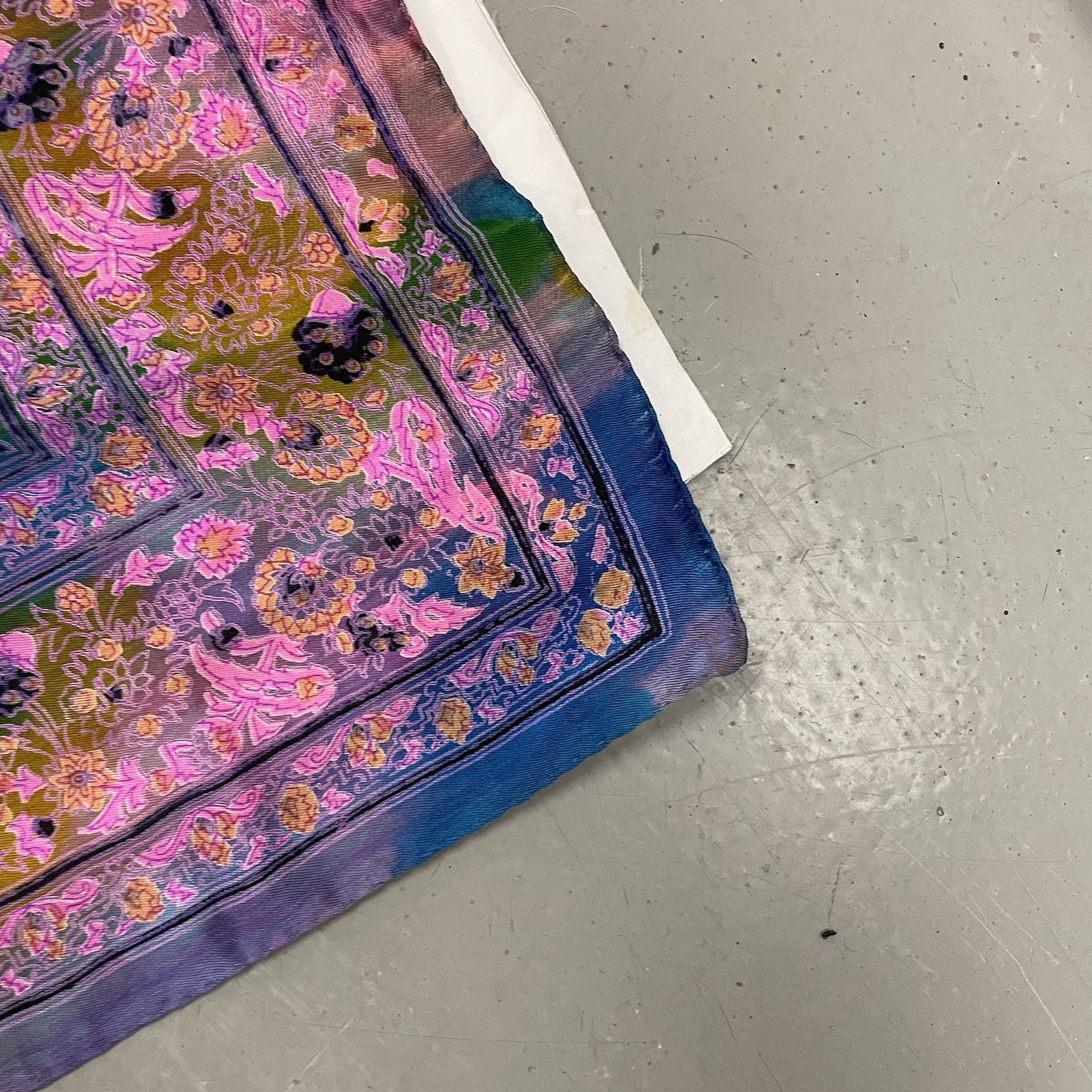 VTG 90s Tie-Dye Psychedelic 42” X 42” Silk Scarf Hippie Floral Grateful Dead