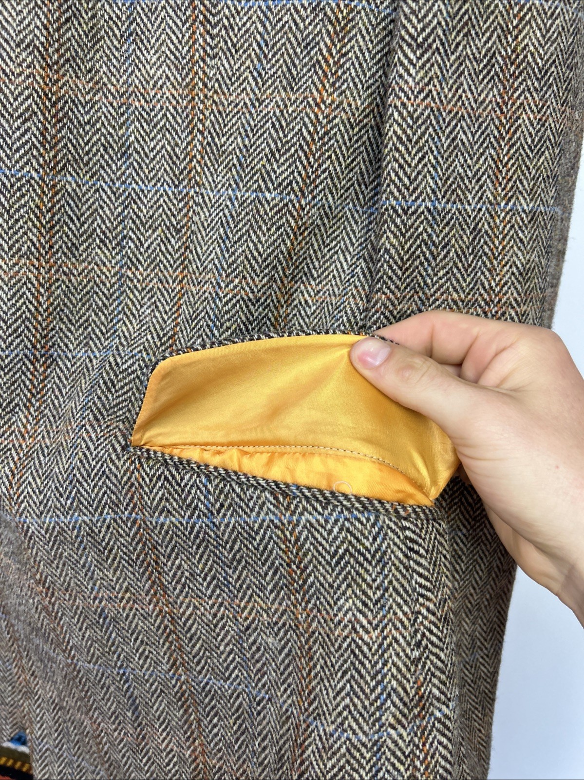 Harris Tweed (48R) TWEED Blazer Sport Jacket Windowpane Check Herringbone