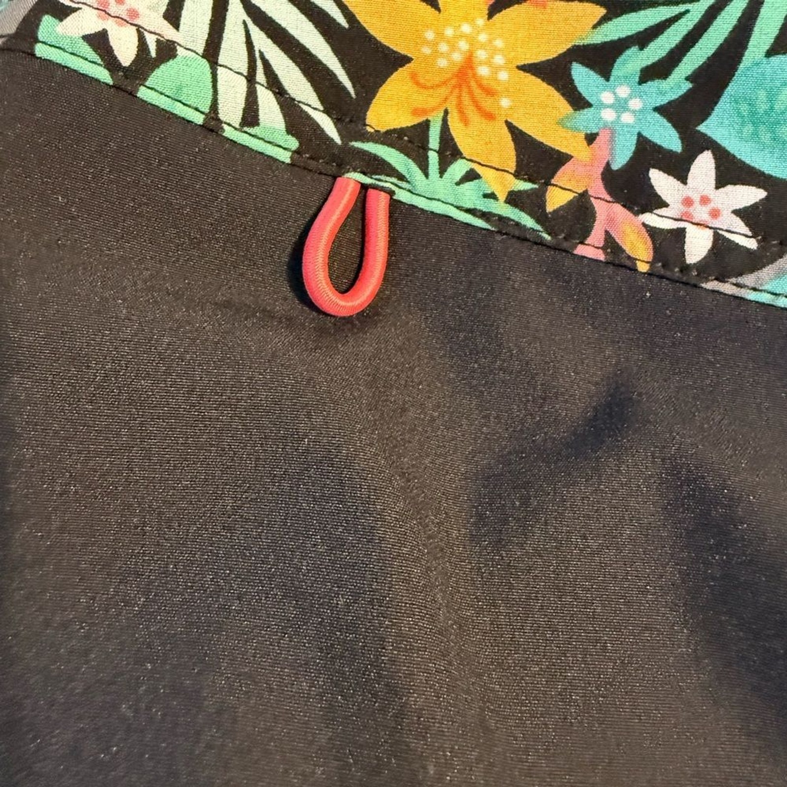chubbies The Bloomerangs Black Swimwear with Coral and Teal Floral Trim