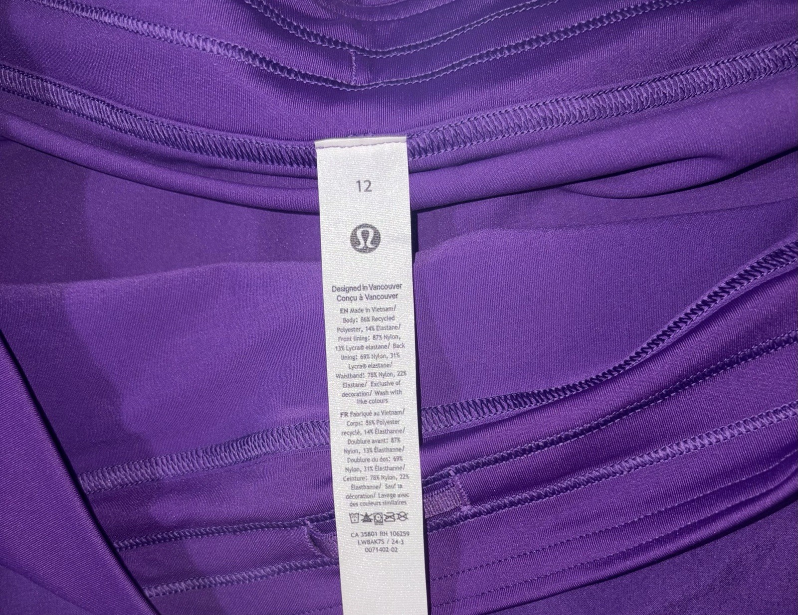 NWT💜LULULEMON💜SIZE 12💜LIGHTWEIGHT HI RISE TENNIS SKIRT💜COLLEGIANT PURPLE💜
