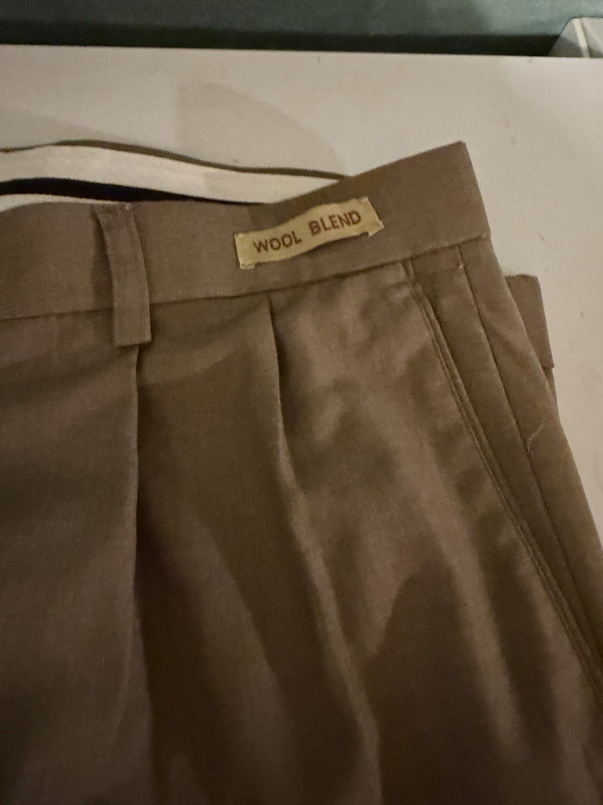 Michael Brandon Wool Blend Brown Pleated Dress Pants Regular Fit 36W