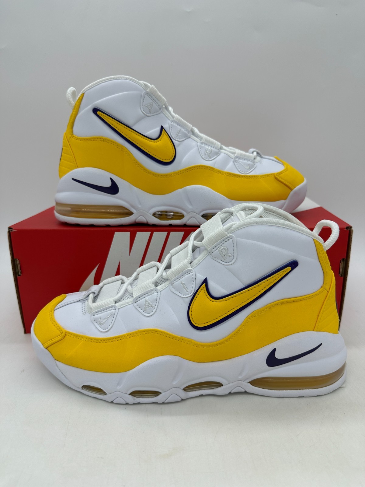Nike Air Max Uptempo 95 Men’s Size 8.5 White Yellow Athletic Shoes CK0892 102